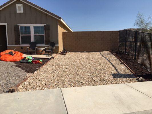 Driveway with Palm Springs gold rock.