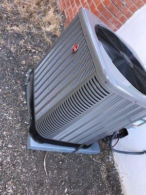 Outside AC condenser completely installed