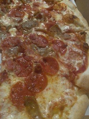 Large meat lovers pizza