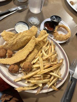 Fried catfish with fries