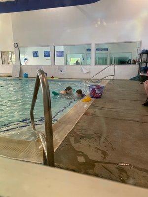 Pool entrance, parents viewing spot