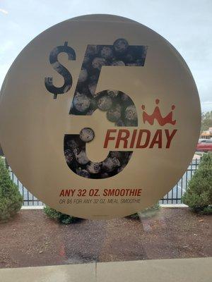 $5 Friday sign