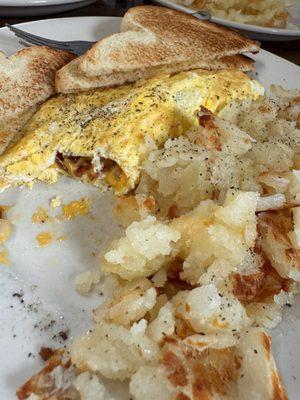 home fries, omelet