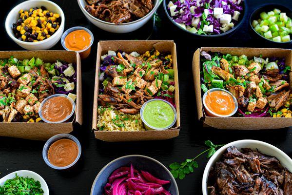 Variety of bowls served on Palmita menu