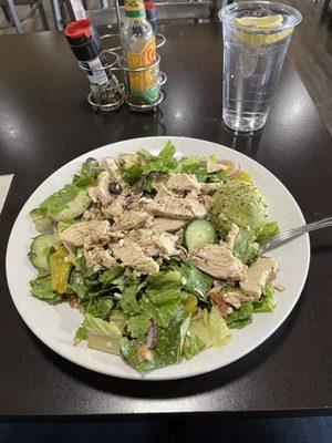 Dr. Greek salad with grilled chicken