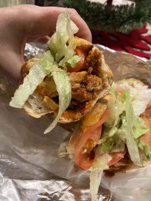 Buffalo chicken grinder with lettuce and tomato added