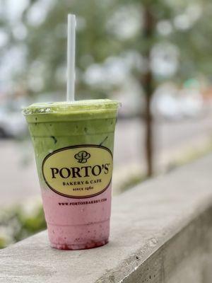 Seasonal item ~ iced strawberry matcha latte. Loved it!