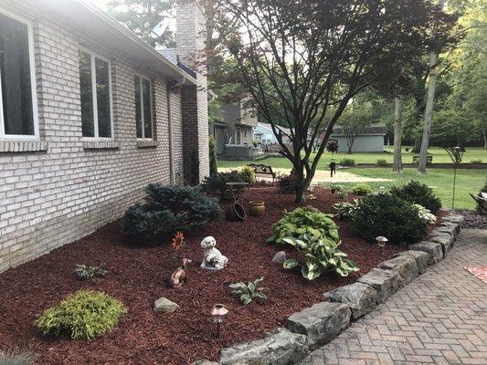 New landscaping and mulch