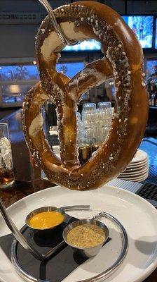 Huge pretzel appetizer.