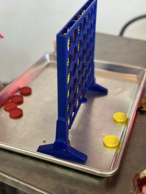 Connect Four game at our table