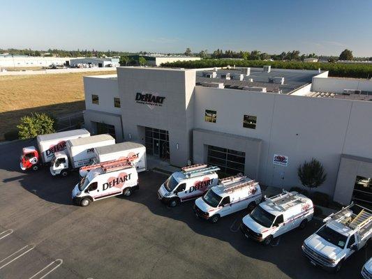 Aerial view of the DeHart offices in Modesto.