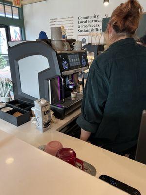 Barista is hobbled by a terrible coffee vending machine that spits out awful espresso.