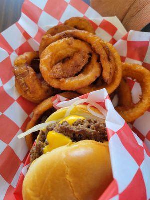 Double Cheeseburger & Onion Rings