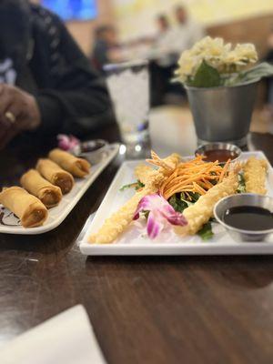 Crispy Spring Rolls and Tempura Shrimp