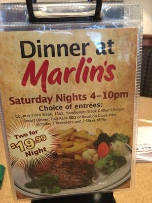 Great dinner deal at Marlins!