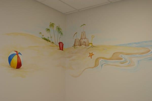 Kid friendly exam rooms- this is the ocean room.