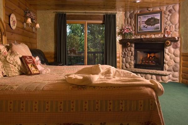 Enjoy the fireplace from any place in your suite at our Lake Geneva Hotel.