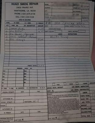 Hugo please learn how to read before you call someone a liar. I didn't say you didn't fix my smog problem but that someone got a ticket.