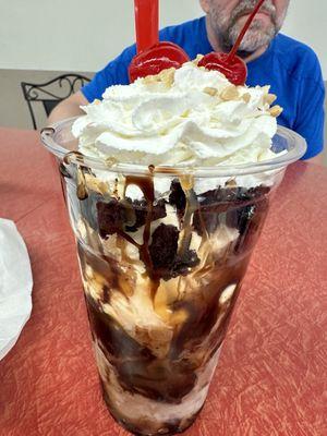 Vanilla chocolate caramel brownie sundae. Tastes like home made brownies!