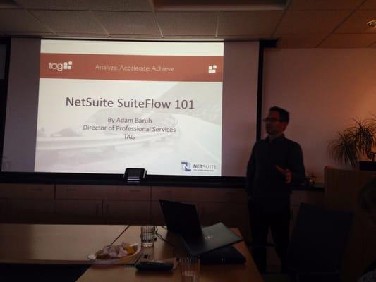 TAG, NetSuite Solution Provider presents NetSuite SuiteFlow 101 to San Diego NetSuite User Group.