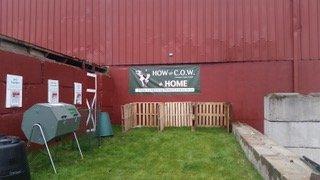 Our compost demonstration area with operating compost bins.  Join our annual compost demos and learn how to compost at home!