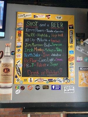 Shot and beer offerings