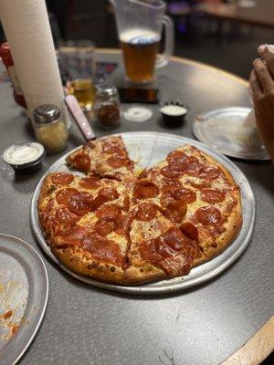 The best large double pepperoni west of the Mississippi, and a pitcher of refreshing 805.