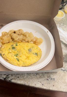 Veggie Omelette and Hashbrowns