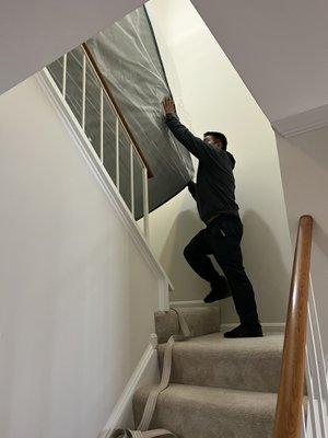 Moving the mattress upstairs