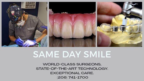 Same day smile transformations are possible with the Zirkor Dental Implant Process.