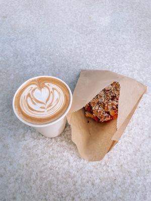 Latte and almond croissant