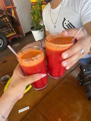 Fresh juice: carrots, beets, orange, celery.