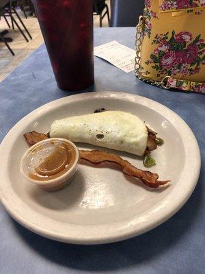 Egg white omelet with bacon! Was very good.