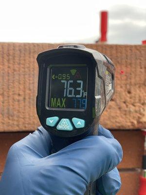 Always important to keep track of the temperatures of the masonry substrate, the stone should not be too cold or hot during repairs.