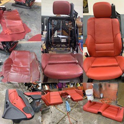 Leather Restoration: Front Seats, Back Seats, and Panels. Installed insert on front seat.