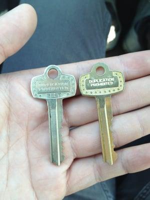 Left: Old Key, Right: New Key