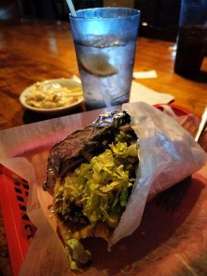 Greek Gyro with a side of slaw.