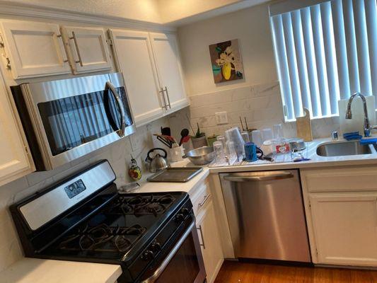 Over the range microwave, range and dishwasher installation