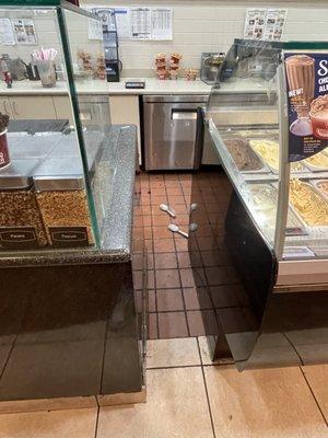 Ice-cream scoopers on the floor