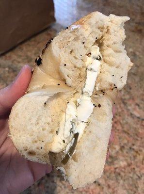 Everything bagel with jalapeño cream cheese