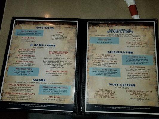 The menu.