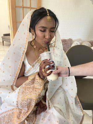 Example of her make up, henna and draping of my mekhela