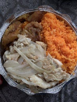 Yellow Rice, Bacalao and Sweet Plantains