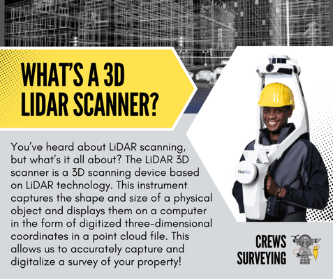 We utilize LiDAR scanning in order to deliver accurate and timely results to our clients! Find out more here.