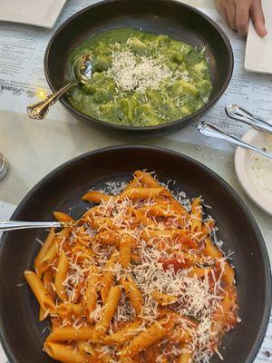 Handmade Pesto pasta and Spaghettini al Pomodoro e Basilico