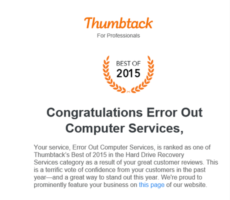 #2 Data Recovery of 2015 on thumbtack!