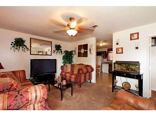 Typical living room at Hallmark Gardens Apartments complex at 1501 East Reed Road 
Greenville, MS.