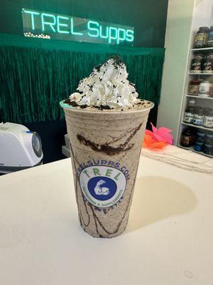 TREL MOCHA COOKIE FRAPPE 130 CALORIES 150Mg of NATURAL CAFFEINE  25 G OF PROTEIN 5G carb NO ADDED AUGAR