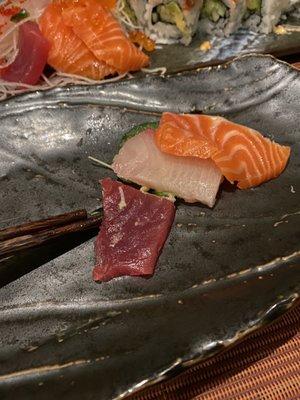 Tiny, thin pieces of sashimi