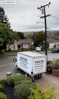 Movers have to carry the loads to the house since the driveway is steep. More stairs inside the house.